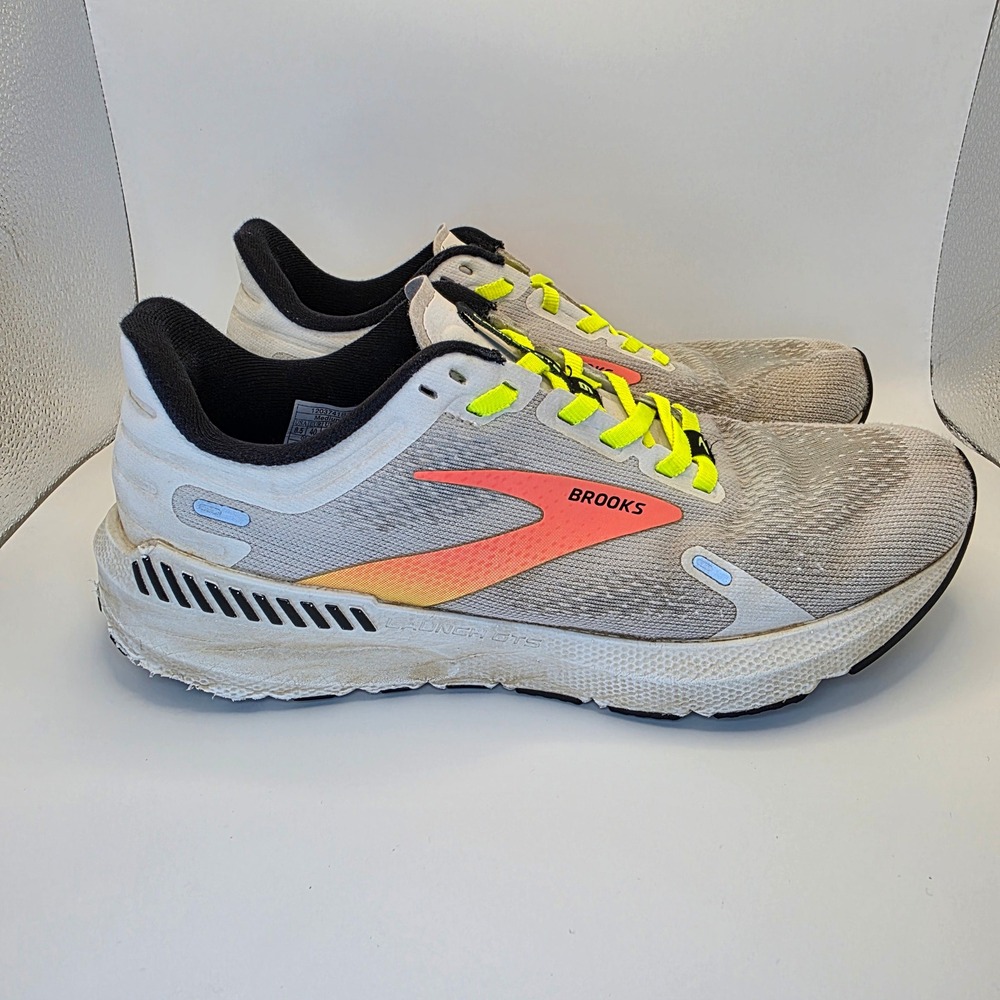 Brooks Launch GTS 9 Running Shoes White Grey Coral | Women 8.5 1203741B148